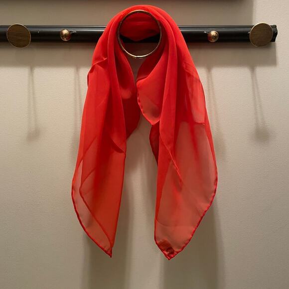 Vintage 1950s Vera Neumann Red Sheer Scarf | Rare Pre-Copyright, Hand-Rolled 22" - Picture 3 of 6